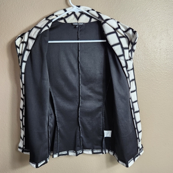 Samuel Dong Womens Geometric Mix Media Short Patchwork Jacket-Size XS - Picture 6 of 11